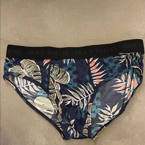 Pair of Thieves Men's Tropical Leaf Botanical Print Fly Front Mesh Briefs